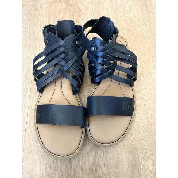 NWOB Born Black Leather Gladiator Sandals 8 - Picture 11 of 12